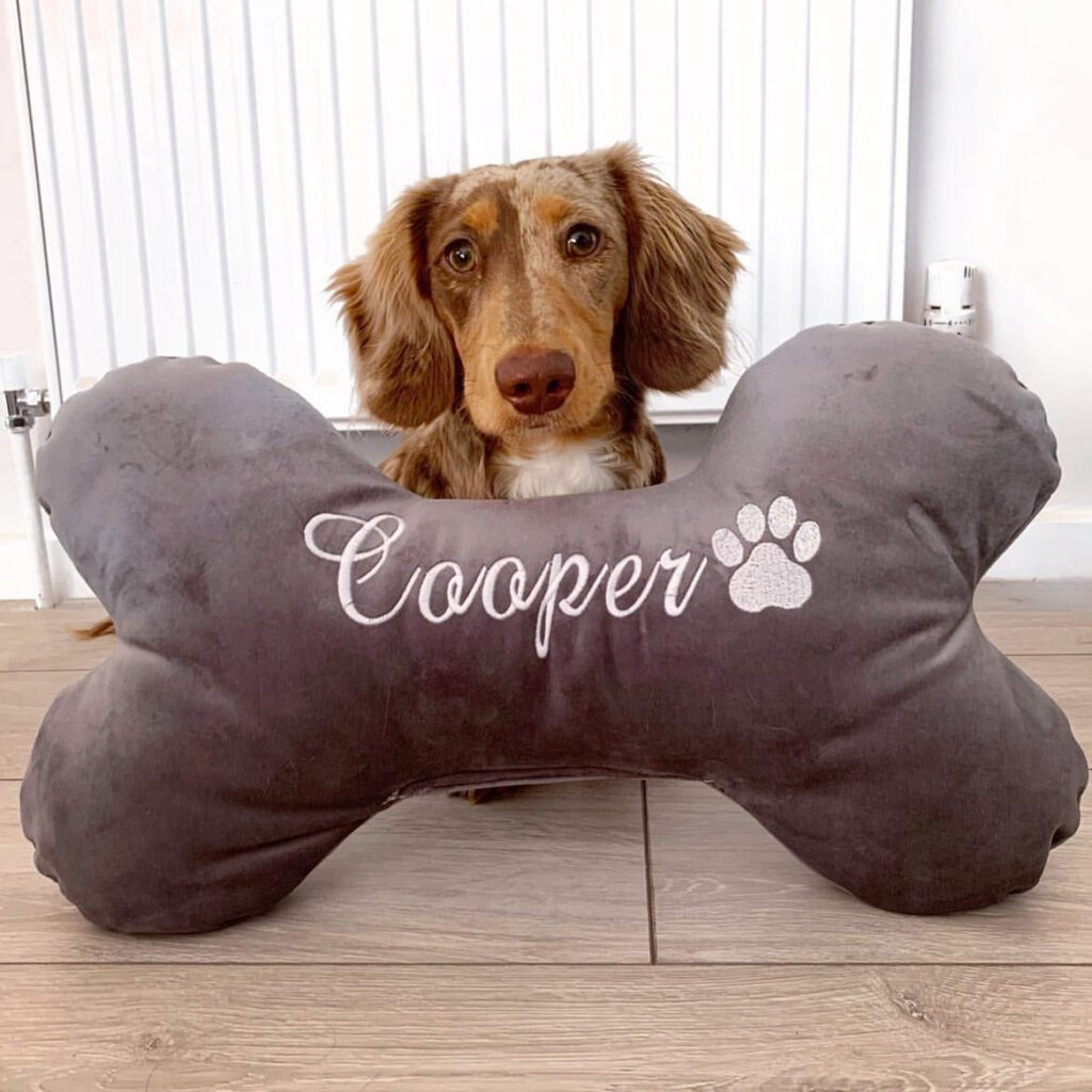 Personalised dog sale shaped cushion